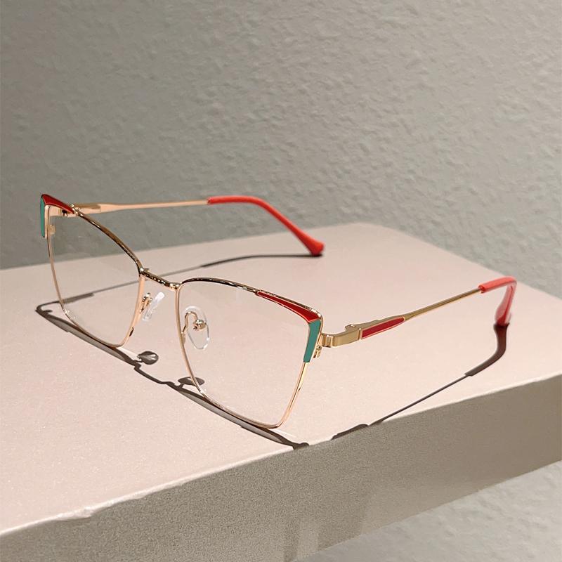 

KAMMPT Oversized Cat Eye Glasses Women 2024 New Stylish Vintage Blue Light Blocking Eyewear Fashion Design Decorative Eyeglasses transparent lenses