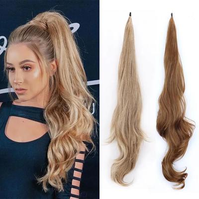 Synthetische flexible Wrap-Around-Pferdeschwanz-Haarverlängerungen, langer, gewellter Pferdeschwanz, hübsche Haar-Pferdeschwänze