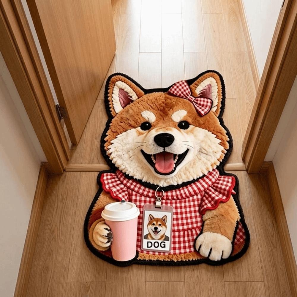 Non-Slip Dog-Shaped Area Rug 2D Cartoon Carpet Cute Home Decor Carpet Living Rooms