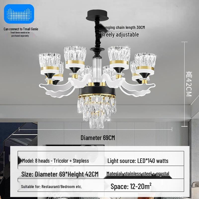 Chinese Style Luminous Crystal Chandelier: Modern Luxury Lighting for Living Rooms and Halls