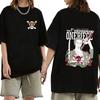 2026 One Piece 2026 Unisex Black T  Shirt Front Chibi Luffy Skull Comfortable summer loose Unisexs Tshirt