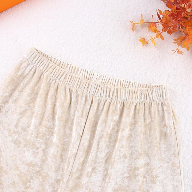 Herbst und Winter Gold Samt Langarmhemd Hose Zweiteiliges Set Warmer Hausanzug Damen Lockerer Freizeitanzug