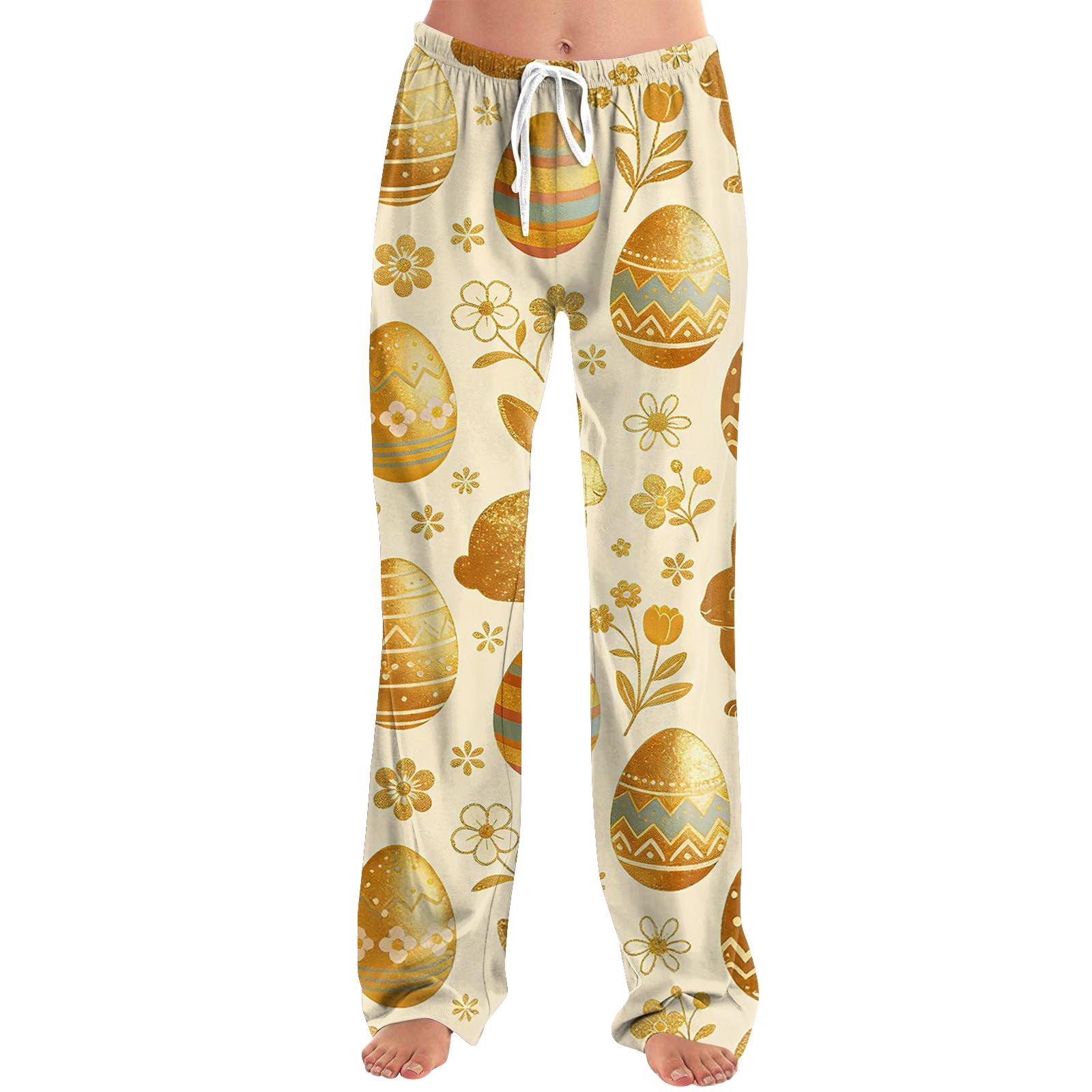 

Модные свободные повседневные женские брюки с мультяшным принтом на Пасху XXL золотой