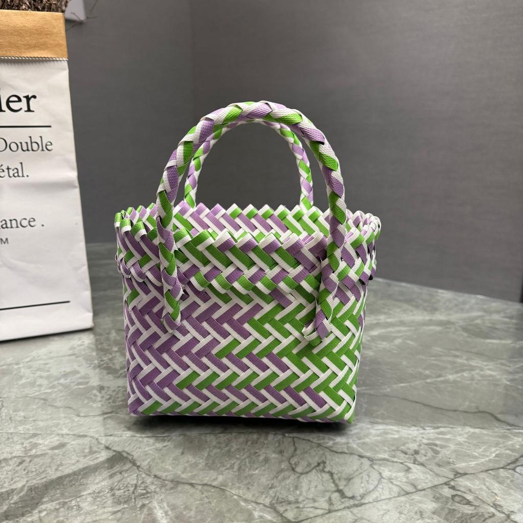 Plastic Woven Handbag Woven Basket Souvenir Basket Bag Beach Women's Bag