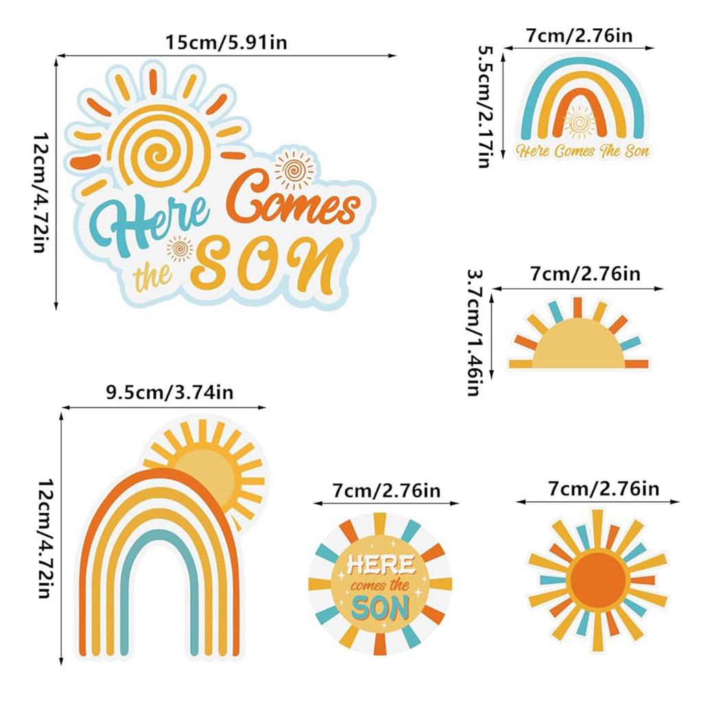 6pcs Here Comes The Sun Cake Topper Yellow Orange Blue Balls Cake Topper Here Comes The Son Baby Shower Boho Cake Decoration