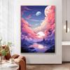 5d DIY Diamond Painting Cross Stitch Moon Pink Cloud Scenery Diamond Embroidery Mosaic Full Round Drill Home Decor Arts