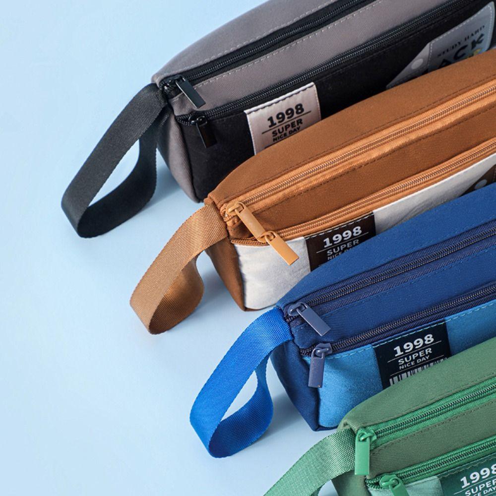 Organizer Double-Layer Pencil Case with Handle Cartoon Pencil Cases  School Supplies