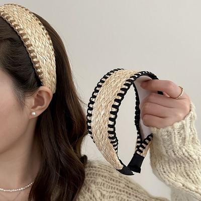 Breiter Rand Strohgeflecht Stirnband Gewebt Böhmisch Raffia Gras Haarband Urlaubsstil Koreanischer Stil Böhmischer Stil Haarreif Kinder