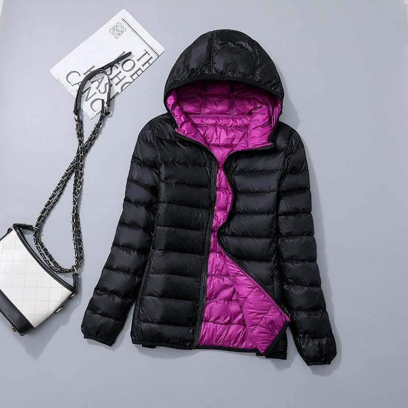 Women's Reversible Lightweight Down Jacket - Two-Sided, Plus Size, Korean Style, Thin Design