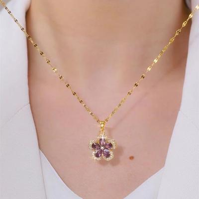 Women's Purple Flower Exquisite Necklace