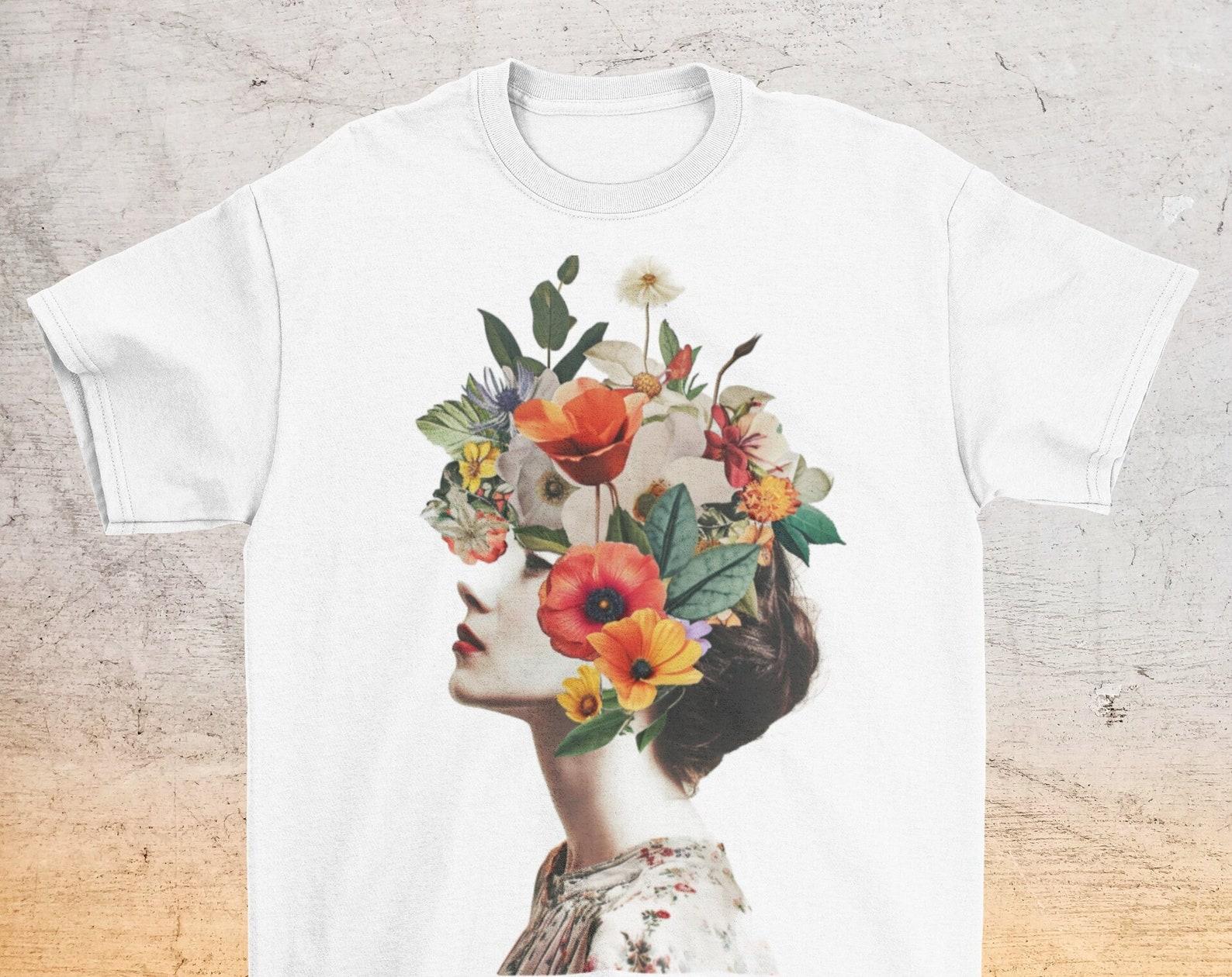 Floral Bones T-Shirt: Botanical Skeleton Tee, Whimsical Art S