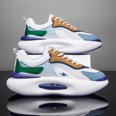 Sportschuhe für Herren 2023 Neue Fly Woven atmungsaktive Herren-Laufschuhe mit niedrigem Oberteil und dicken Sohlen