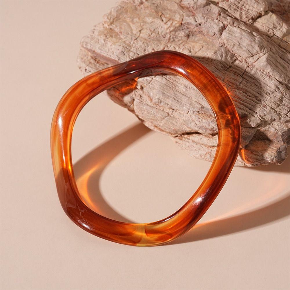 Minority Design Jelly Color Wide Bracelet Retro Geometric Irregular Bangle  Daily