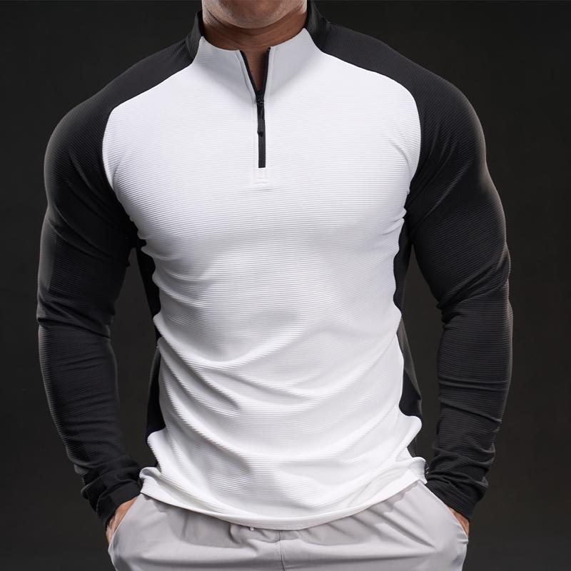 

Весенняя Новинка Облегающая Эластичная Тренировочная Одежда с Длинным Рукавом Повседневная и Модная Футболка для Бега, Спорта и Фитнеса на Открытом Воздухе для Мужчин M белый