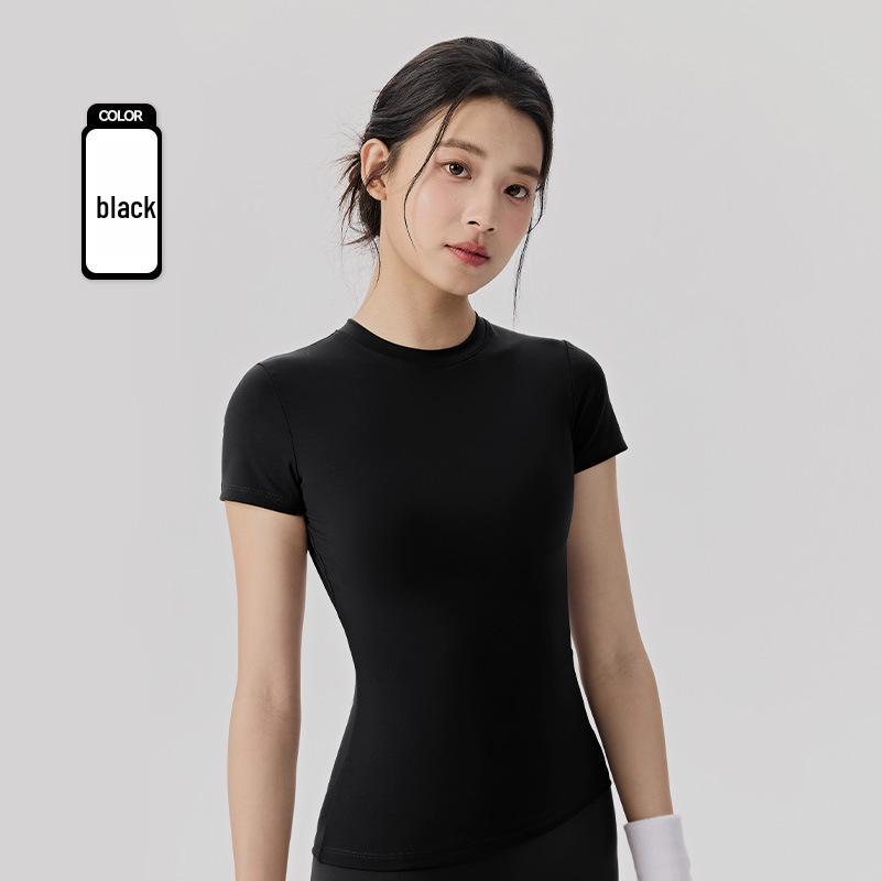 Women's Spring-Summer Slim Fit Yoga T-Shirt: Short Sleeve, Nude Feel, Outdoor Pilates & Running