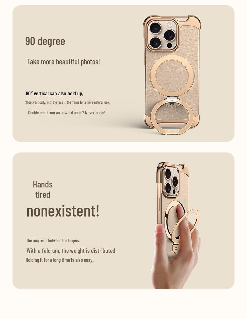 iPhone 16 Pro Max Leather MagSafe Magnetic Stand Case for Apple 17 - Frameless Design