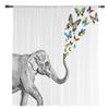 Elefant und Schmetterling Vintage Transparente Vorhänge für Wohnzimmer Voile Vorhang Schlafzimmer Badezimmer Tüllvorhänge Fenstervorhänge