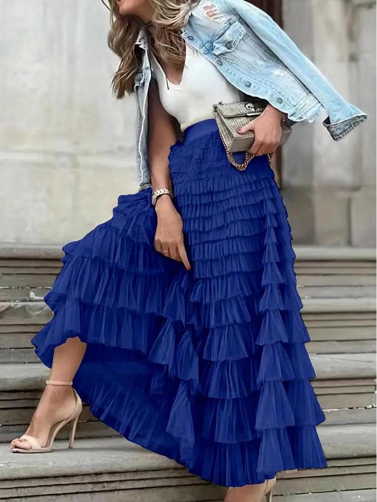 Chic 2023 Layered Cake Skirt: European & American Style Mesh for Women
