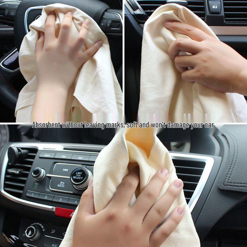 Premium Chamois Leather Car Cleaning Cloth - Ideal for Windows, Streak-Free, Non-Peeling