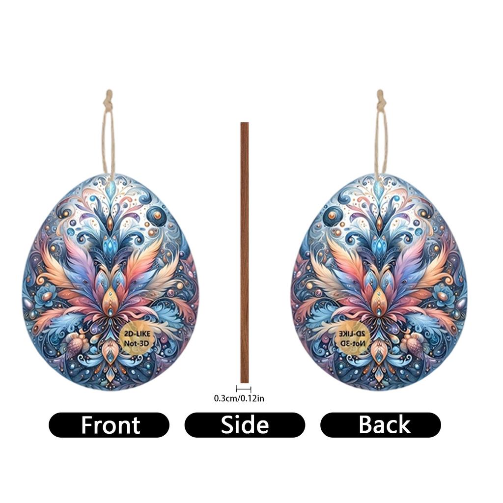 12 Relief Wooden Easter Egg Holiday Home Decorations