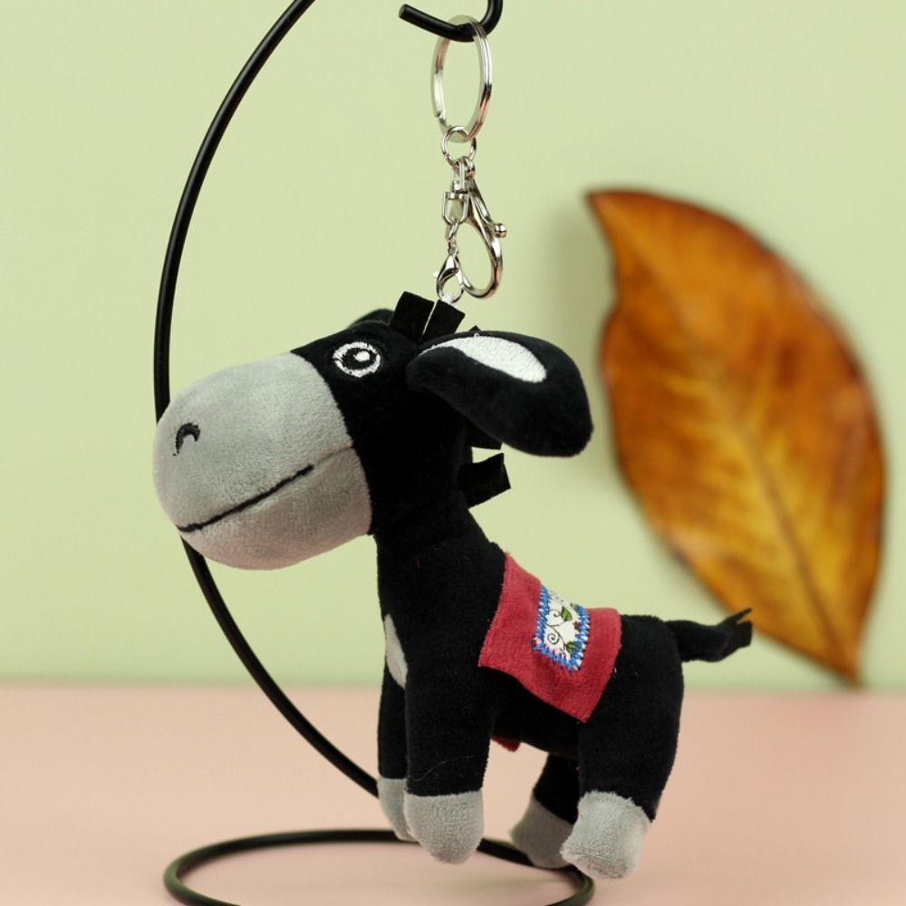 Fluffy Donkey Plush Keychain Soft Donkey Plush Toy Mini Donkey Stuffered Dolls  Hanging Ornaments