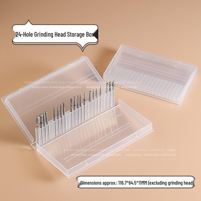 Nail Art Grinding Head Storage Box - Portable, Dustproof, Lightweight, Semi-Transparent Acrylic Organizer