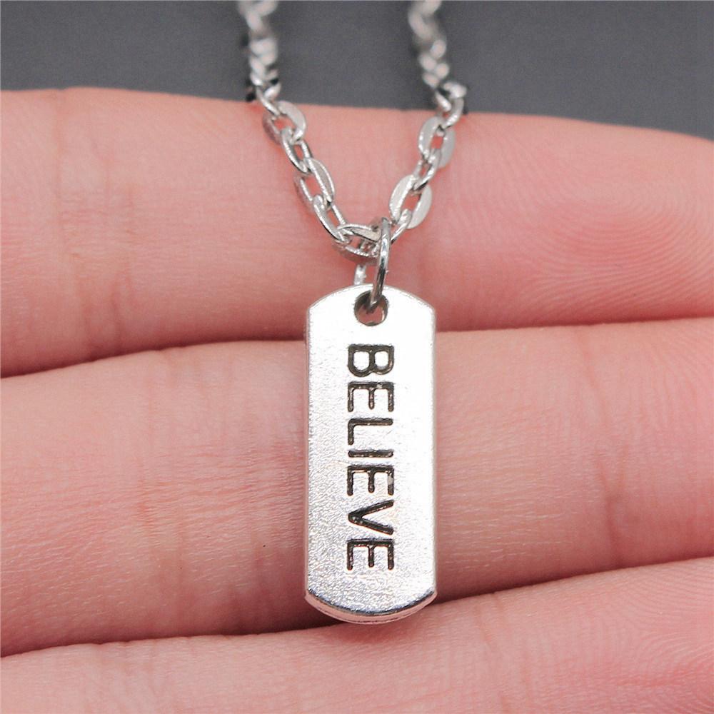 Strip Letter Initial Tags Pendant Antique Bronze Metal Men Collar Necklace New Arrival Gift