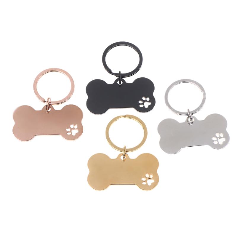 1Pc Abstract Dog Footprint Keychain Name And Text Tags Cat Dog Id Tag Name With Cute Symbols Bone Shaped Pet Nameplate