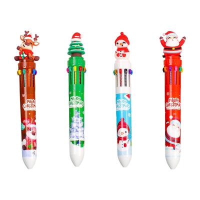 6x/Set 10 Farben Shuttle Stift Cartoon Weihnachten Kugelschreiber Mehrfarbiger Stift Einziehbarer Kugelschreiber Schulbedarf