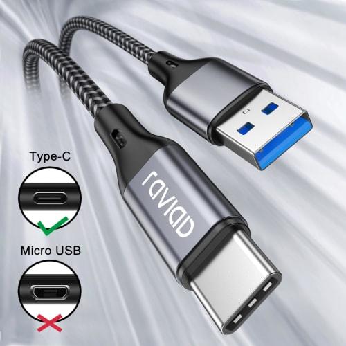 RAVIAD USB Type C Cable [3M/QC3.0 Compatible] Type C Cable 3A Rapid Charging High Speed ??Data Transfer Heavy Duty Nylon Braid USB-A To USB-C Cable iP