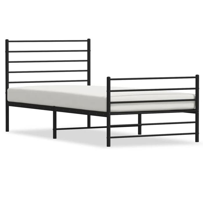 VidaXL Cadre de lit métal avec tête de lit-pied de lit noir 90x200 cm 352330