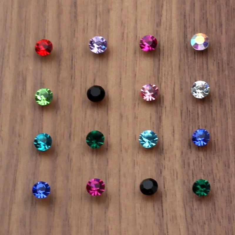 

6mm round Diamond Shijia Huazi Exquisite Minimalist Flash Colorful Crystals Otica Ear Worm Stud Earrings Medical Titanium Steel The Lake is blue.