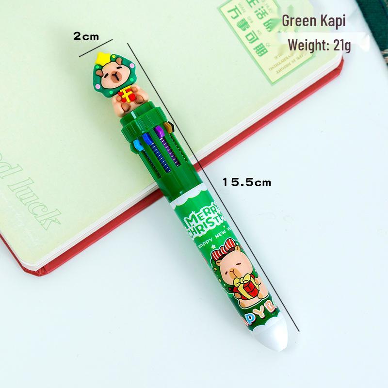 Christmas Capybara Multicolor Ballpoint Pen - Cute Student Journaling Gift