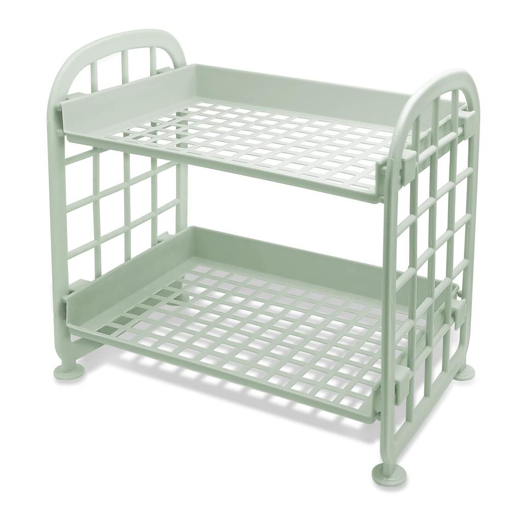 Scaffale Multifunzionale in Plastica a 2 Piani Organizer per Trucco per Skincare Ufficio Cucina Camera da Letto Bagno Scaffale Vuoto a Due Strati