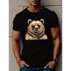 European Sizes Creative Bear Anime Pattern Men's Crew Neck T-shirt For Summer Outdoor, Gift For Men, Men's Clothing