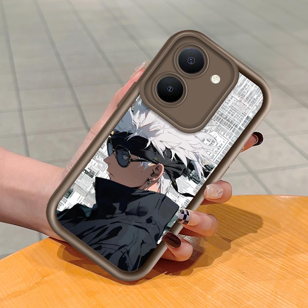 Soft Silicone Square Ladder Printing Pattern Phone Casing Full Cover Camera Shockproof Protection Rubber Case for Vivo