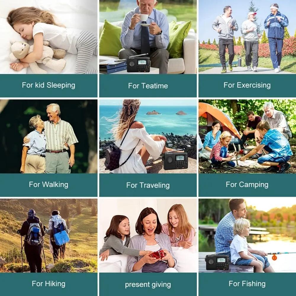 V115 Radio FM AM SW Portable Radios Rechargeable Shortwave Radio Batteries Full Wave USB Recorder Speaker for Elders