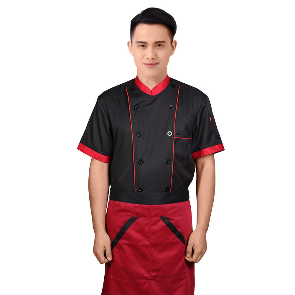 Short Sleeve Kitchen Cooker Working Uniform Chef Waiter Waitress Coat Jacket red