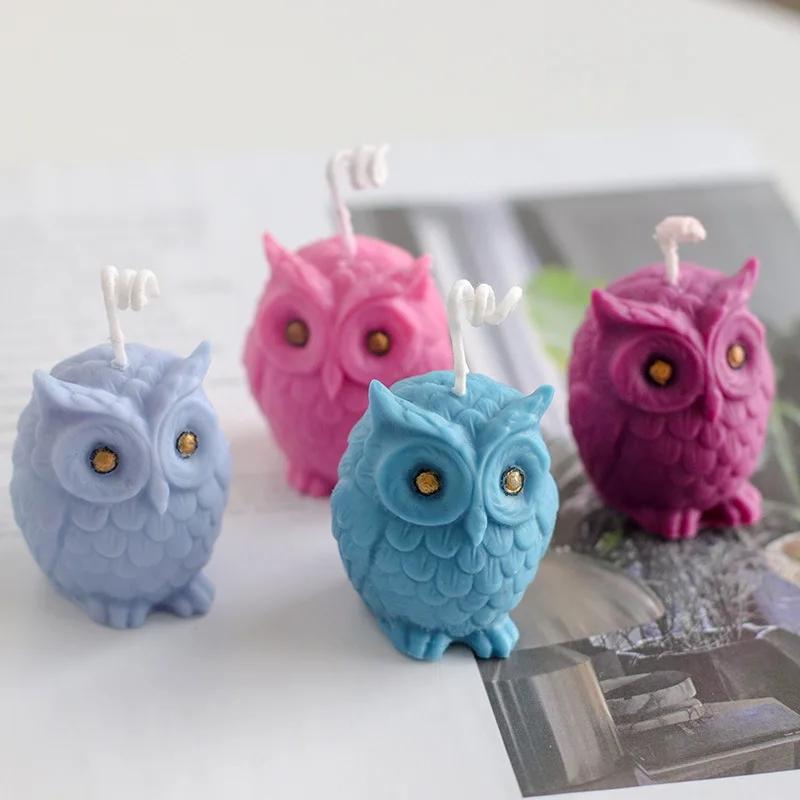 3D Owl Silicone Candle Mold Cute Animal Ice Cube Chocolate Baking Mould Handmade Soap Gypsum Crafts Resin Casting Tool Home Gift