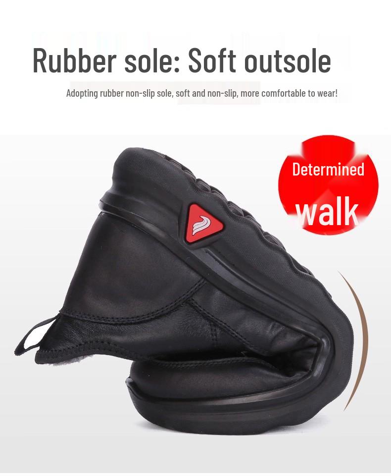 Men's Winter Waterproof Cotton Shoes, Plush Lined, Non-Slip Soft Sole for Comfort and Warmth