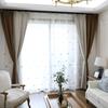 American Simple Solid Color Splicing Full Shading Nano-Coated Linen Curtains, Living Room Bedroom Finished Product Customization