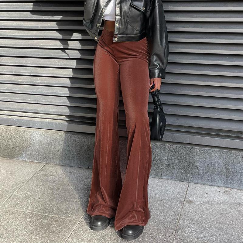 Golden Velvet Wide Leg Pants Women High Waist Drop Good Casual Pants Loose Flare Women's Pants