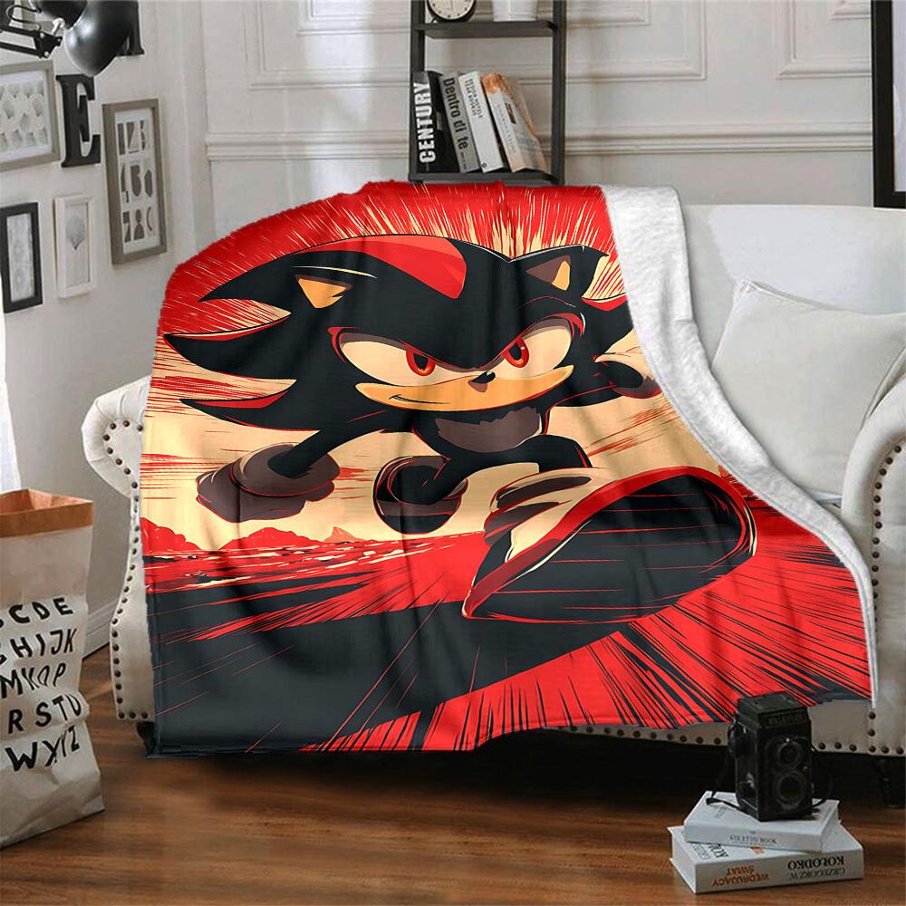 1 stuks Shadow Sonic Flanellen Deken, Zacht Huidvriendelijk met Digitale Print, Diverse Maten Verkrijgbaar voor Familie, Vrienden, Verjaardag