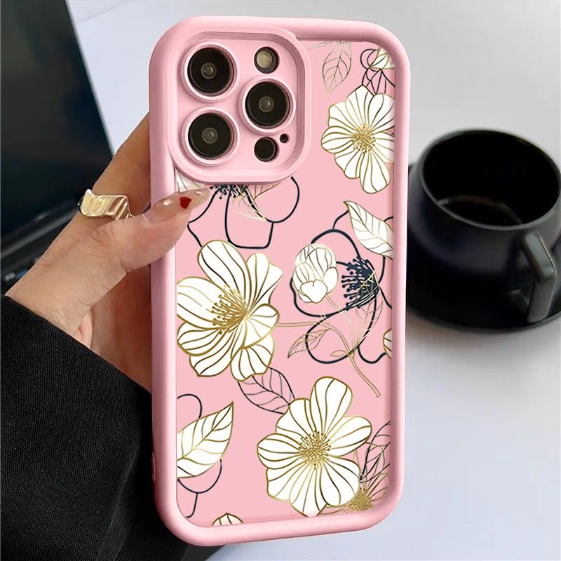 Für iPhone 16 Pro Max 15 Plus 14 Pro 13 12 11 XS XR 8 7 Telefon Fall Shell Weiß Blume Drucken TPU Matte Stoßfest Weiche Silikon Zurück Abdeckung