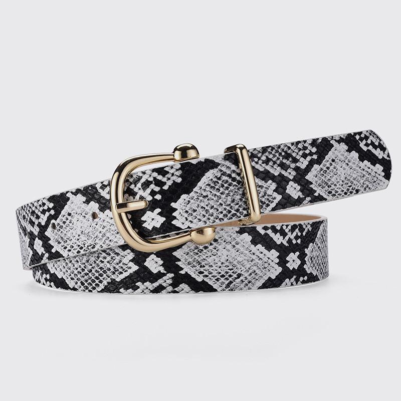 Leather Chic Pu Snake Texture Womens Belt Featuring Durable Alloy Buckle For Stylish Outfits
