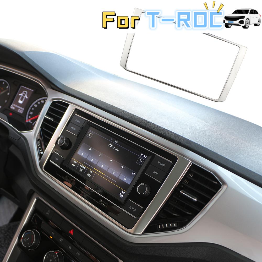 Car Navigation Screen Frame Sticker for Volkswagen VW Troc T-ROC 2018 - 2026 GPS Panel Sticker Cover Trim Interior Accessories