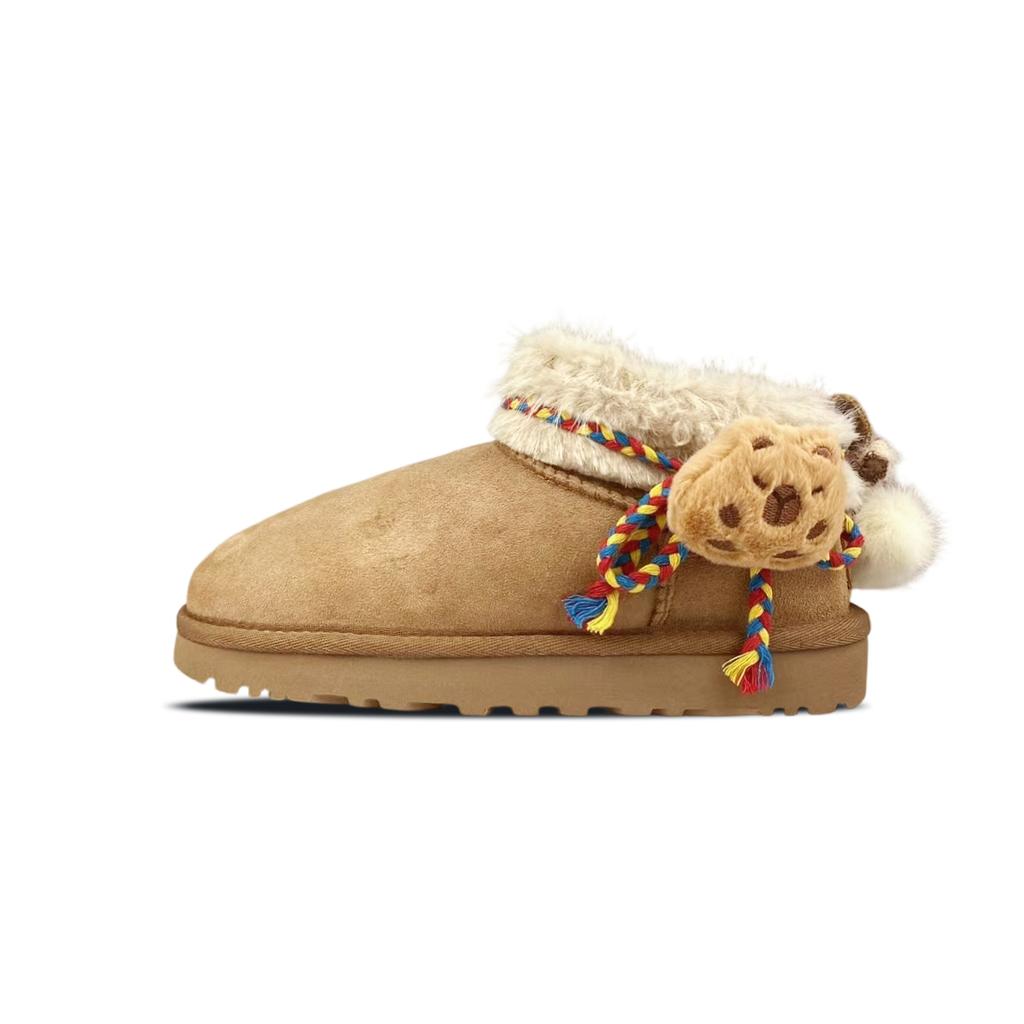UGG CLASSIC ULTRA MINI Sheepskin Thermal Ankle Length Snow Boots Women's Chestnut Brown 1116109-CHE(Team401-)