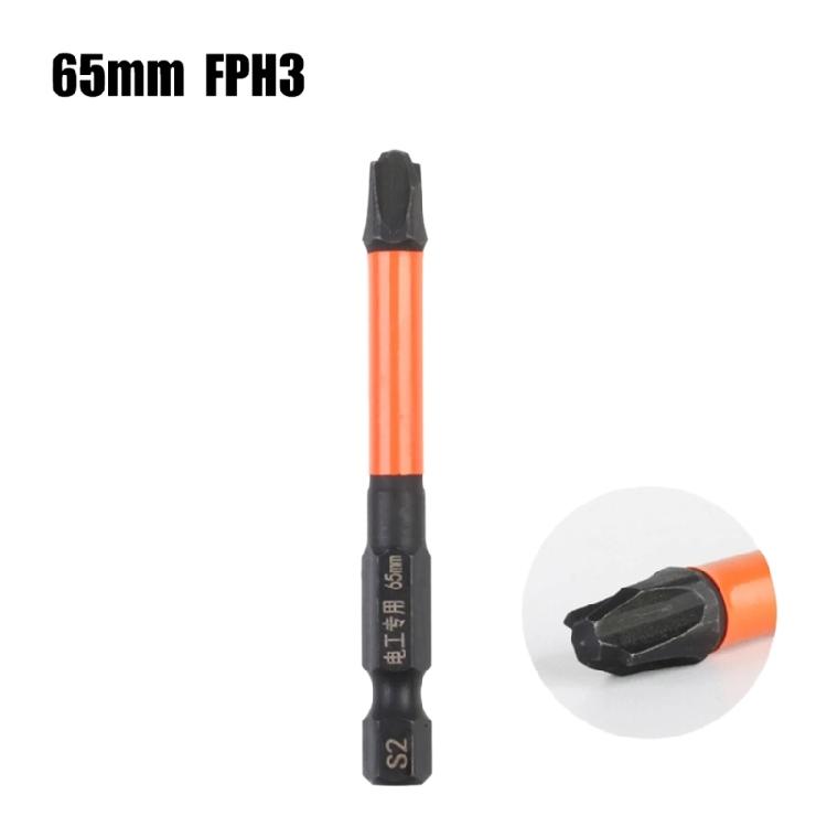 3 Stück Kreuzschlitz-Schraubendreherbit FPH1 FPH2 FPH3 65mm Bitkopf Elektrikerwerkzeug