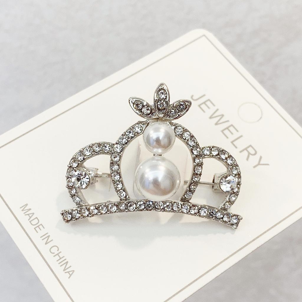 Brooch Women's Accessories High-end Crown Small Neckpin Dress Brooch Sweater Suit Pin Crystal Pearl Neckpin