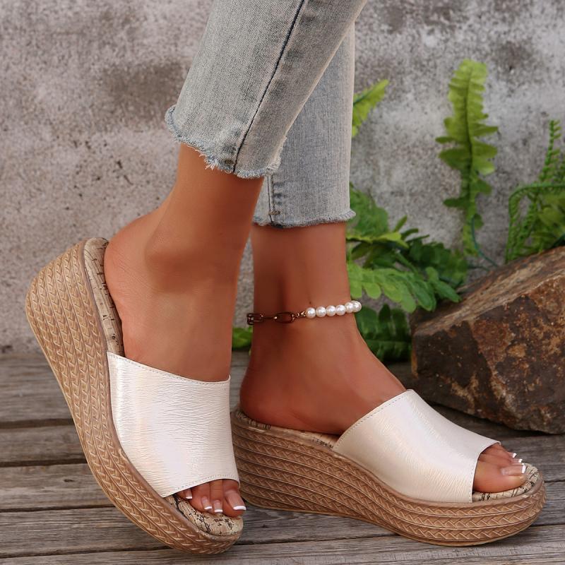 Fashion Sexy Peep Toe White Slippers Women 2025 Summer Chunky Platform Wedges Sandals Women Super High Heel Anti Slip Sandalias Mujer